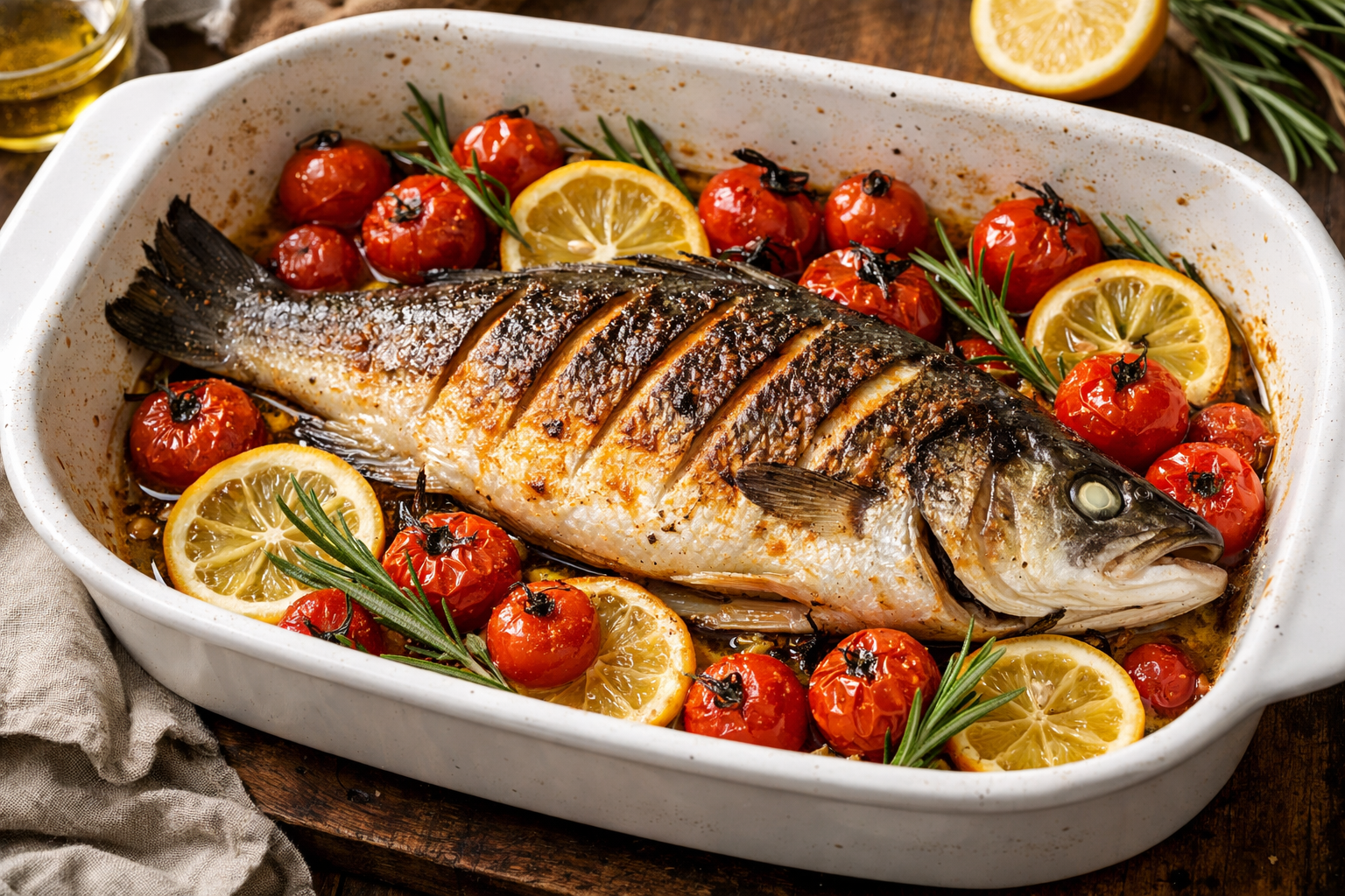 Fırında sebzeli levrek